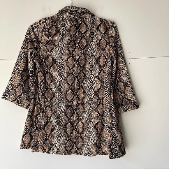Women's Snakeskin Animal Print Blazer Jacket Open Front Lightweight, Sz L - Picture 9 of 9